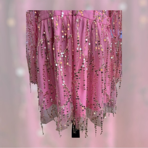 Double Crazy Pink Sequin Baby Shower Special Occasion Party Mini dress size 1X - Picture 7 of 13